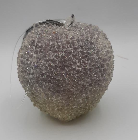 Vintage Lot of 5 Sugared Beaded Pastel Fruit Ornaments 3 Apples & 2 Pears - Picture 4 of 6